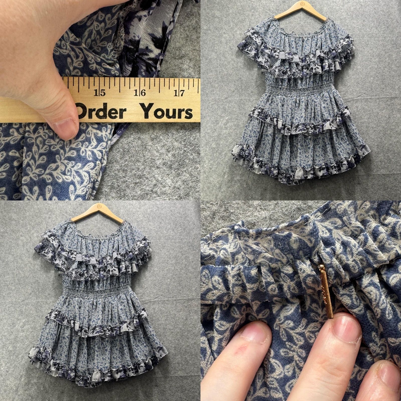 MISA Los Angeles Misa Los Angeles Floral Off the Shoulder Mini Dress Womens Medium Blue Ruffle Boho Spring Summer Size M / US 6-8 / IT 42-44 - 8 Thumbnail