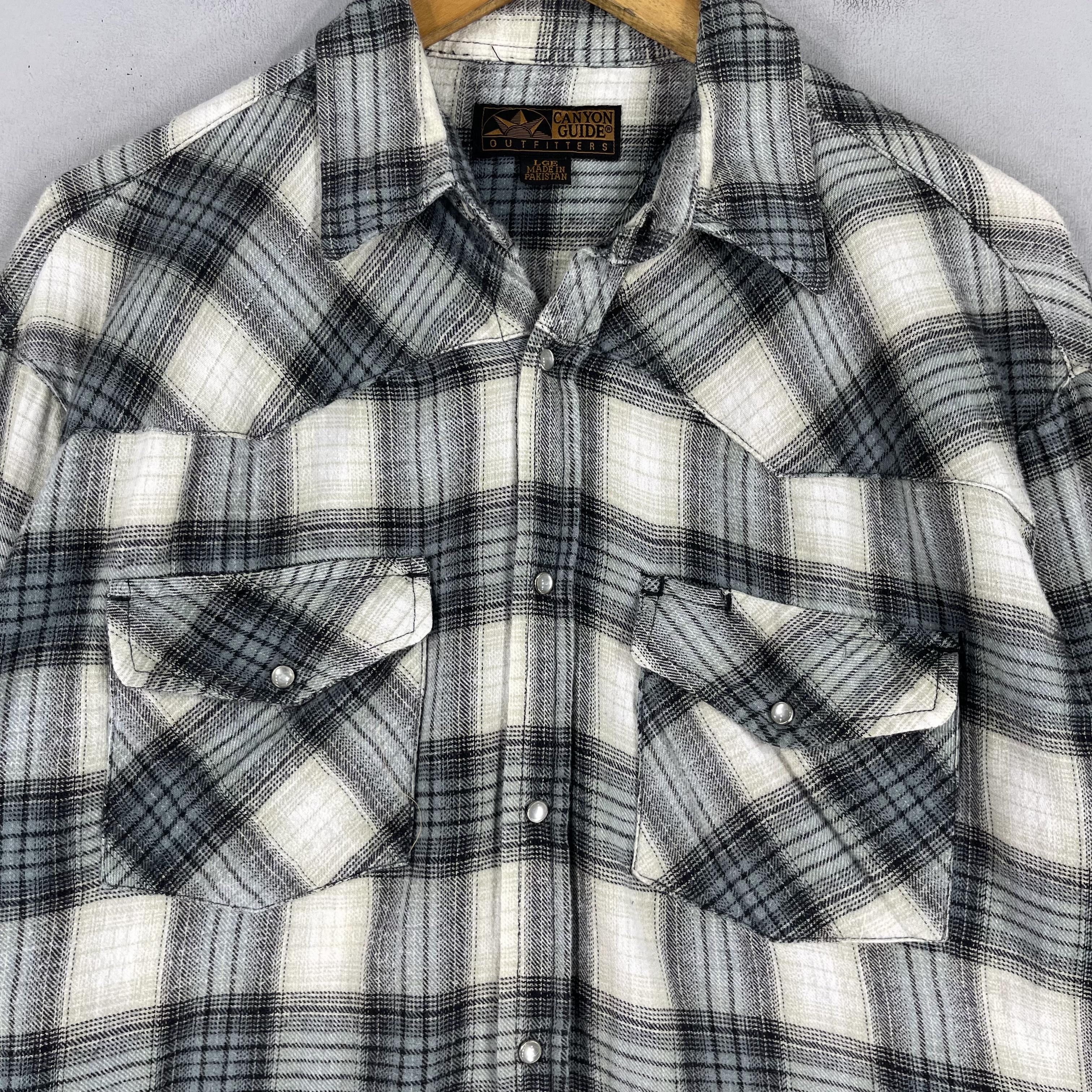 Flannel × Japanese Brand Vintage Plaid Checkered Shadow Black/Gray Western Shirt Size US L / EU 52-54 / 3 - 2 Thumbnail