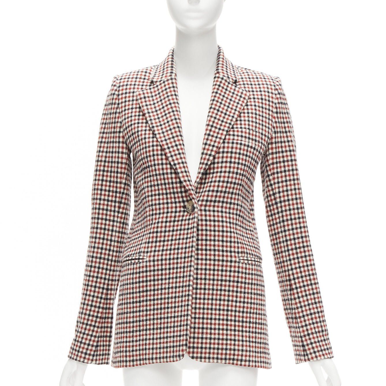 KHAITE KHAITE Vera red black checked virgin wool single button blazer US0 XS Size XS / US 0-2 / IT 36-38 - 1 Thumbnail