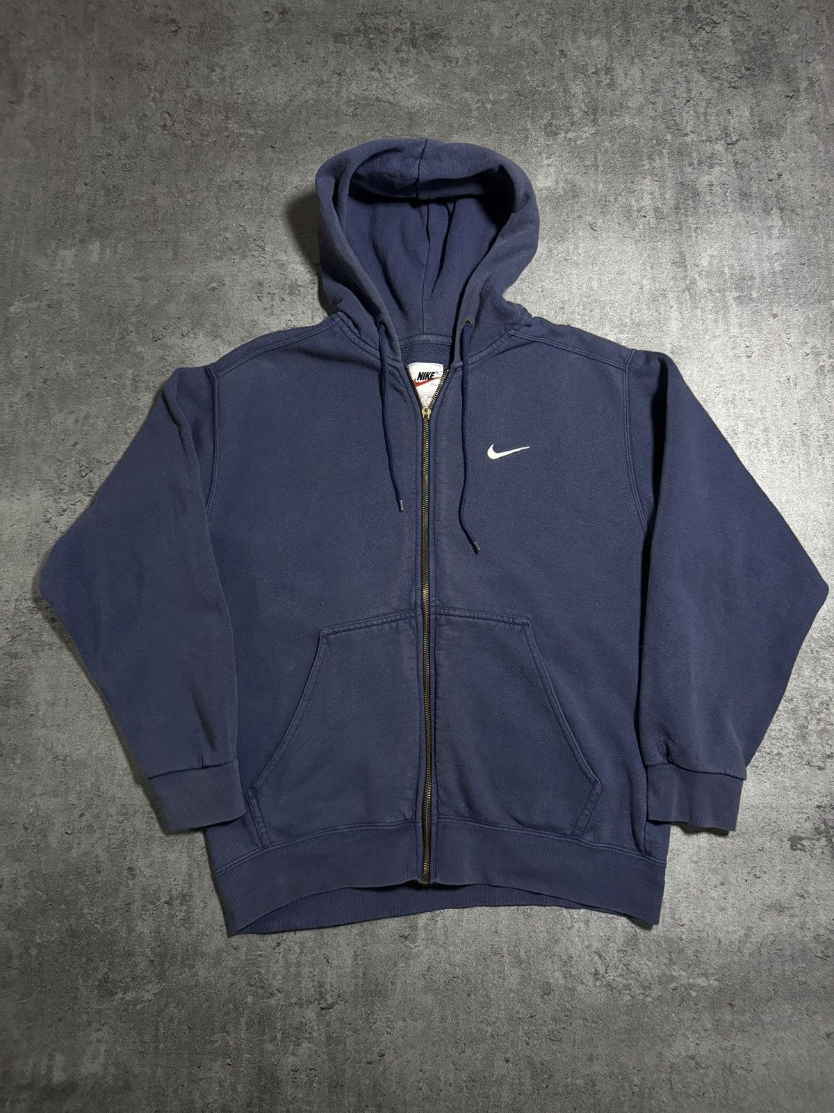 Nike × Vintage Nike 90s Zip Hoodie Vintage Swoosh Boxy fit Rap Skate Y2K Size US S / EU 44-46 / 1 - 1 Thumbnail