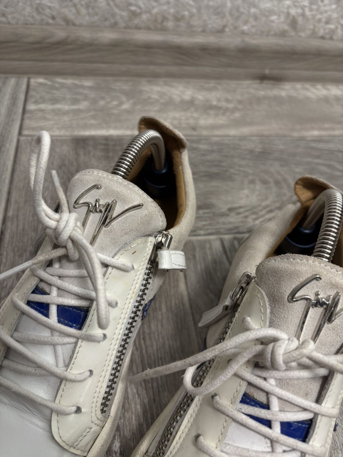 Giuseppe Zanotti Giuseppe Zanotti Men White Leather Zip Sneakers Luxury Size US 8 / EU 41 - 4 Thumbnail