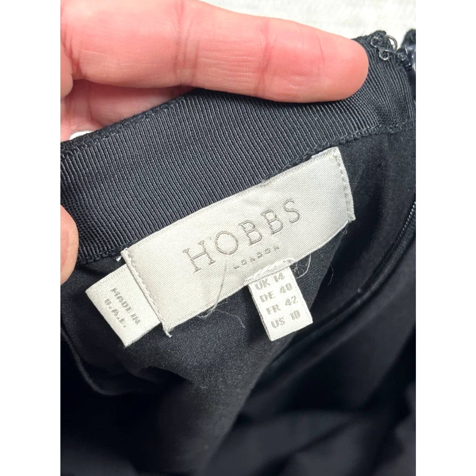 Vintage Hobbs London Helena Pique Pencil Skirt Womens 10 Black Straight Back Zip Slit Size 32" / US 10 / IT 46 - 6 Thumbnail