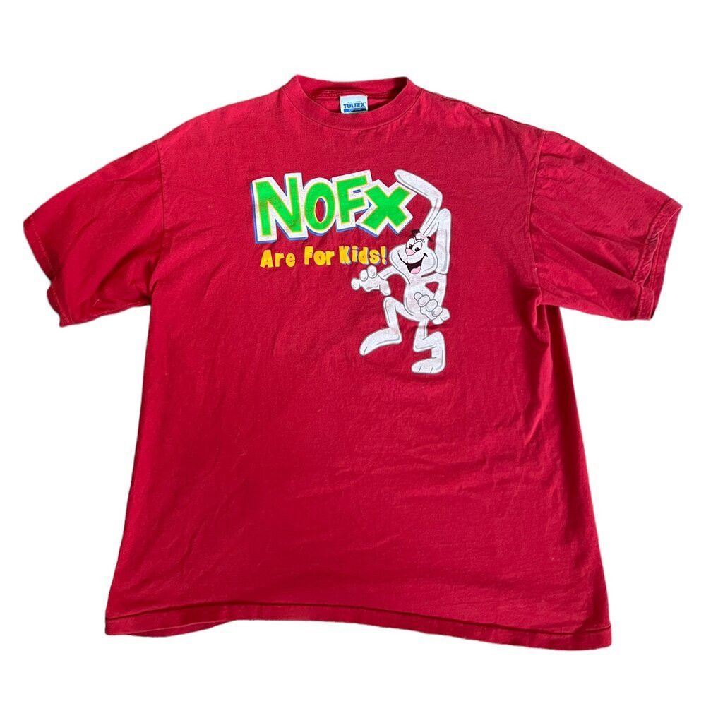 image of Vintage Nofx Trix Cereal T-Shirt 1990S in Red, Men's (Size XL)