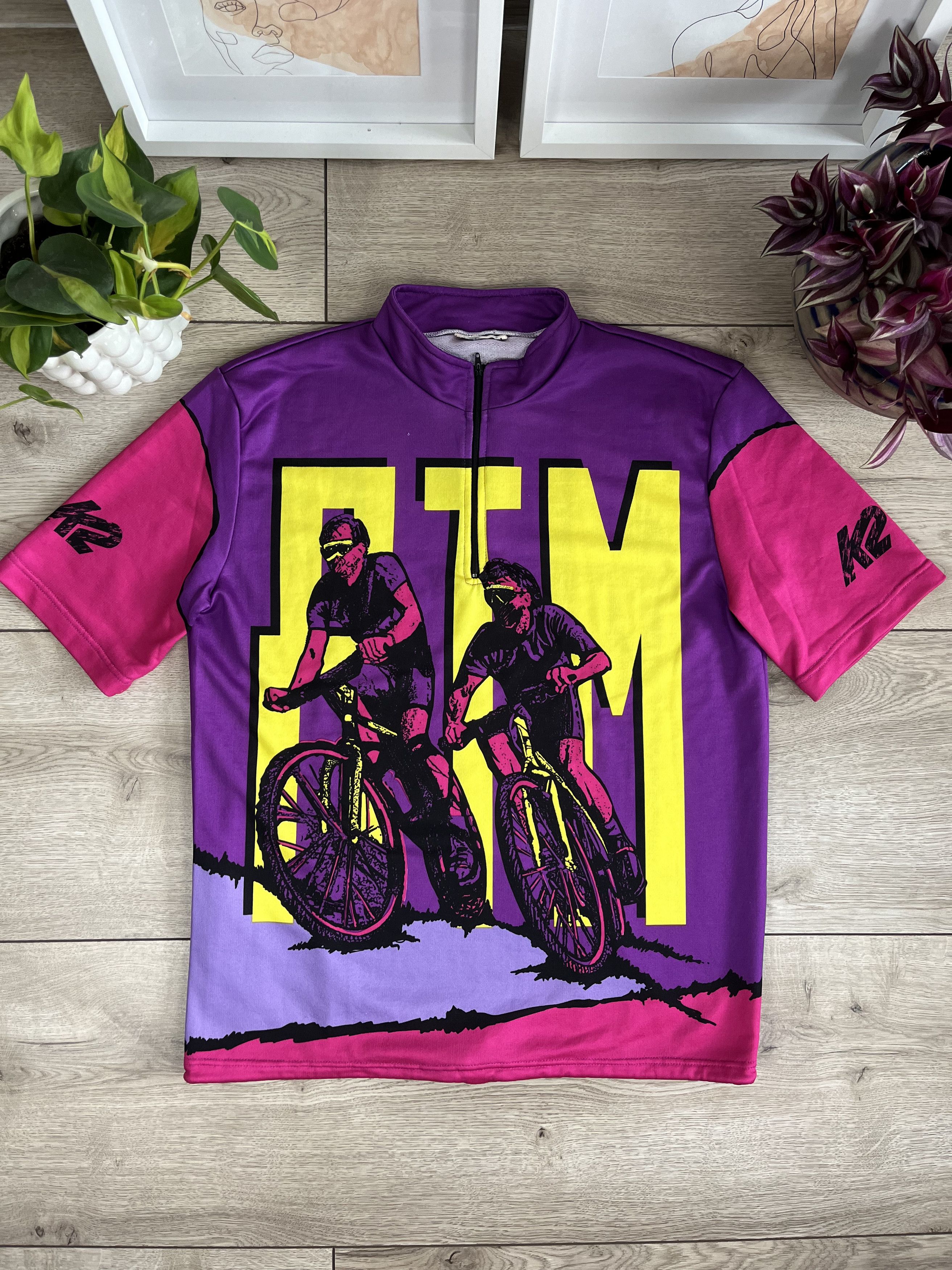 Vintage 90s Cycling Jersey Bicycle rave techno acid print K2 MTB Size US L / EU 52-54 / 3 - 1 Thumbnail