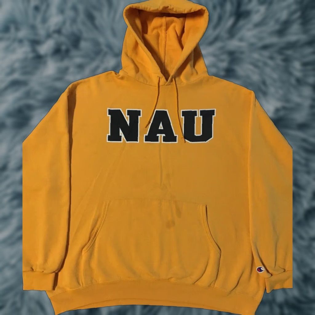 Champion VINTAGE Champion NAU Faded Spellout Hoodie XXL Boxy College Track Grunge PE Gym 90s Size US XXL / EU 58 / 5 - 1 Thumbnail
