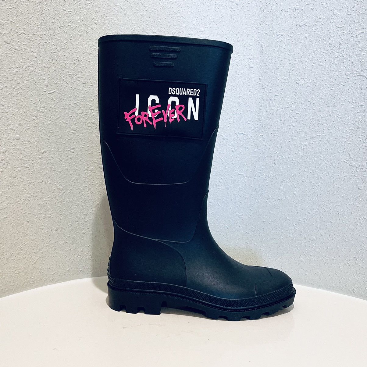 Dsquared2 DSQUARED2 Icon Tall Black Rubber Rain Boots Size 8 NEW Size US 8 / IT 38 - 12 Thumbnail