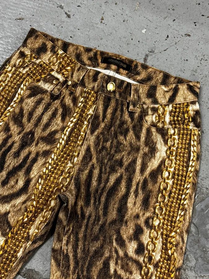 Roberto Cavalli 2000s Roberto Cavalli Leopard & Gold Chains Pants Size 24" / US 00 / IT 34 - 8 Thumbnail