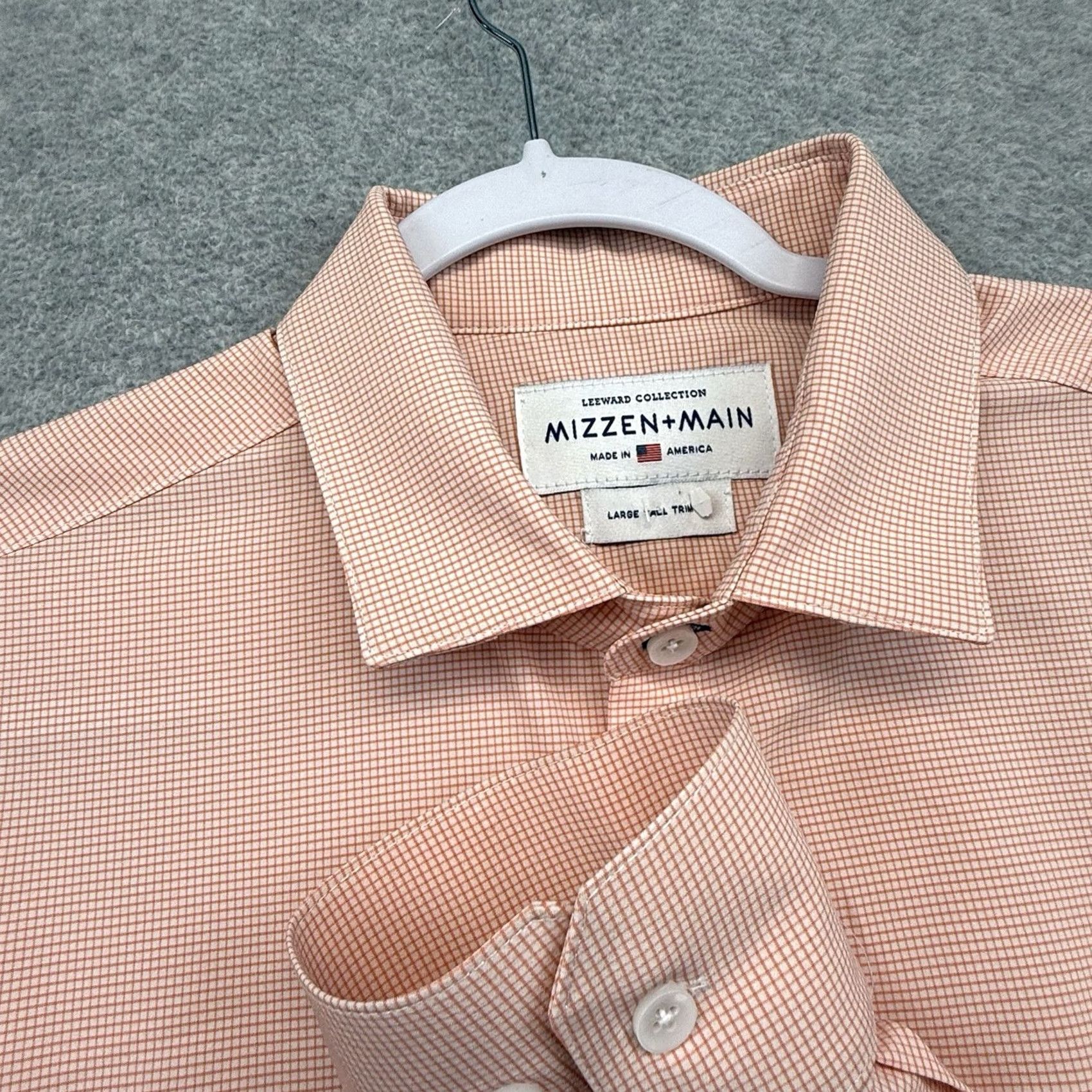 Mizzen+Main VINTAGE Mizzen+Main Leeward Shirt Mens LT Pink Gingham Button-Down Collared Slim Fit Long Sleeve Casual Workwear Size US L / EU 52-54 / 3 - 5 Thumbnail