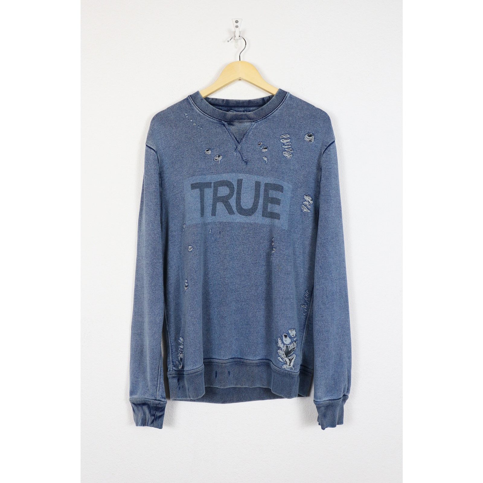 True Religion True Religion Logo Indigo Distressed Sweatshirt Y2K Oversize Size US M / EU 48-50 / 2 - 1 Thumbnail