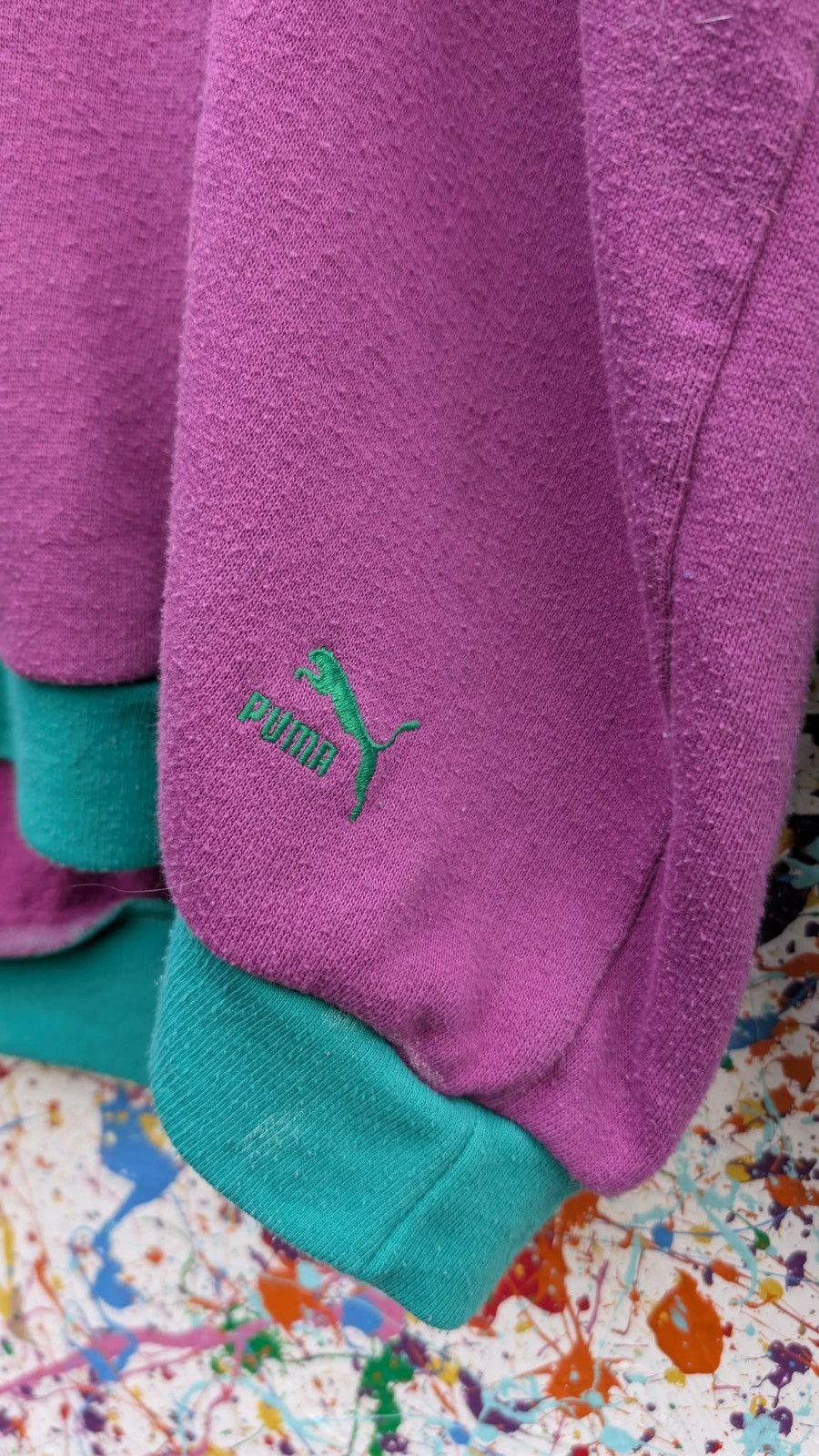 Puma Vintage puma hoodie 80s purple green running unisex Size US M / EU 48-50 / 2 - 8 Thumbnail