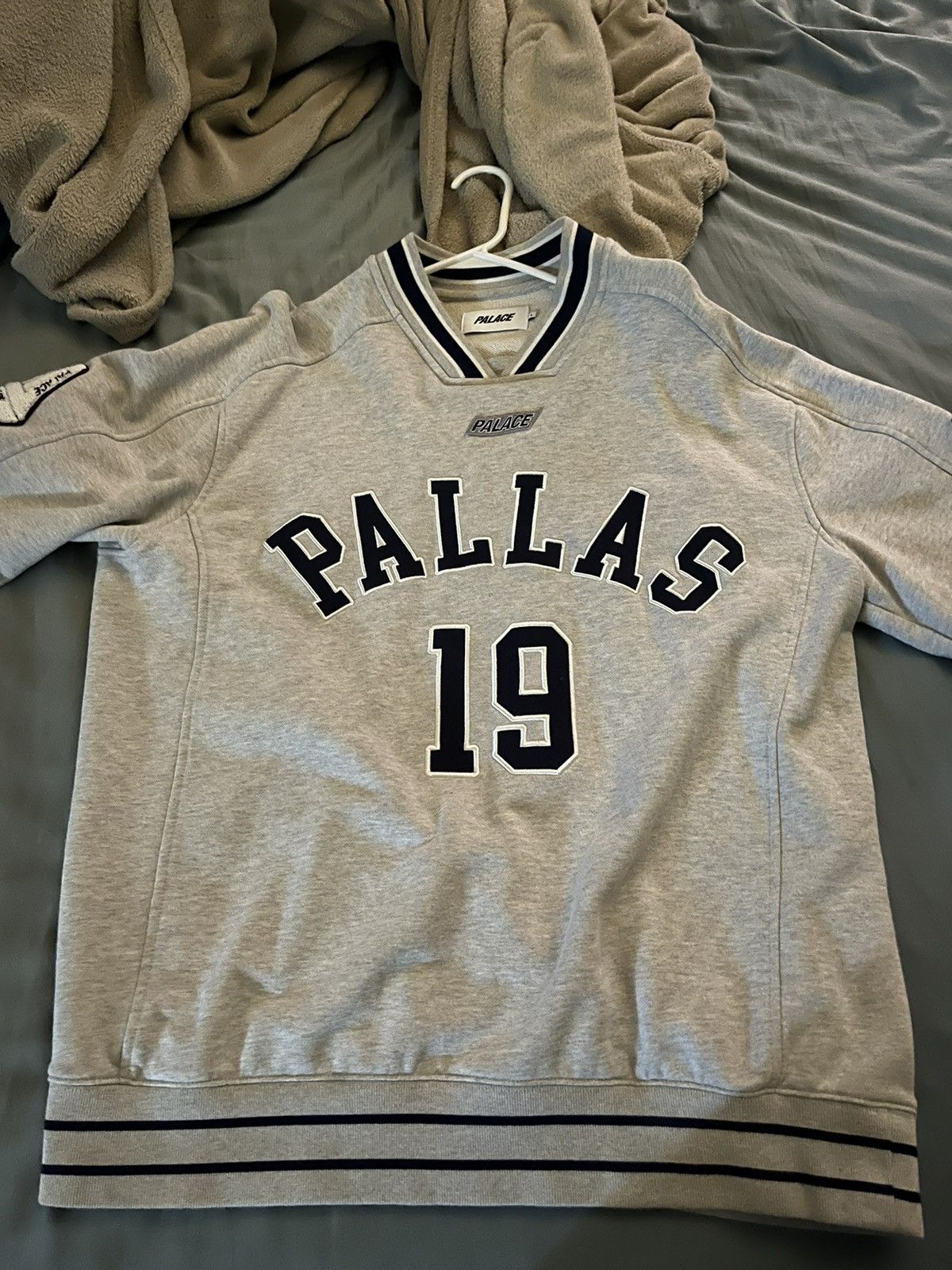 image of Palace X Dallas Cowboys Pallas Crewneck in Grey, Men's (Size Large)