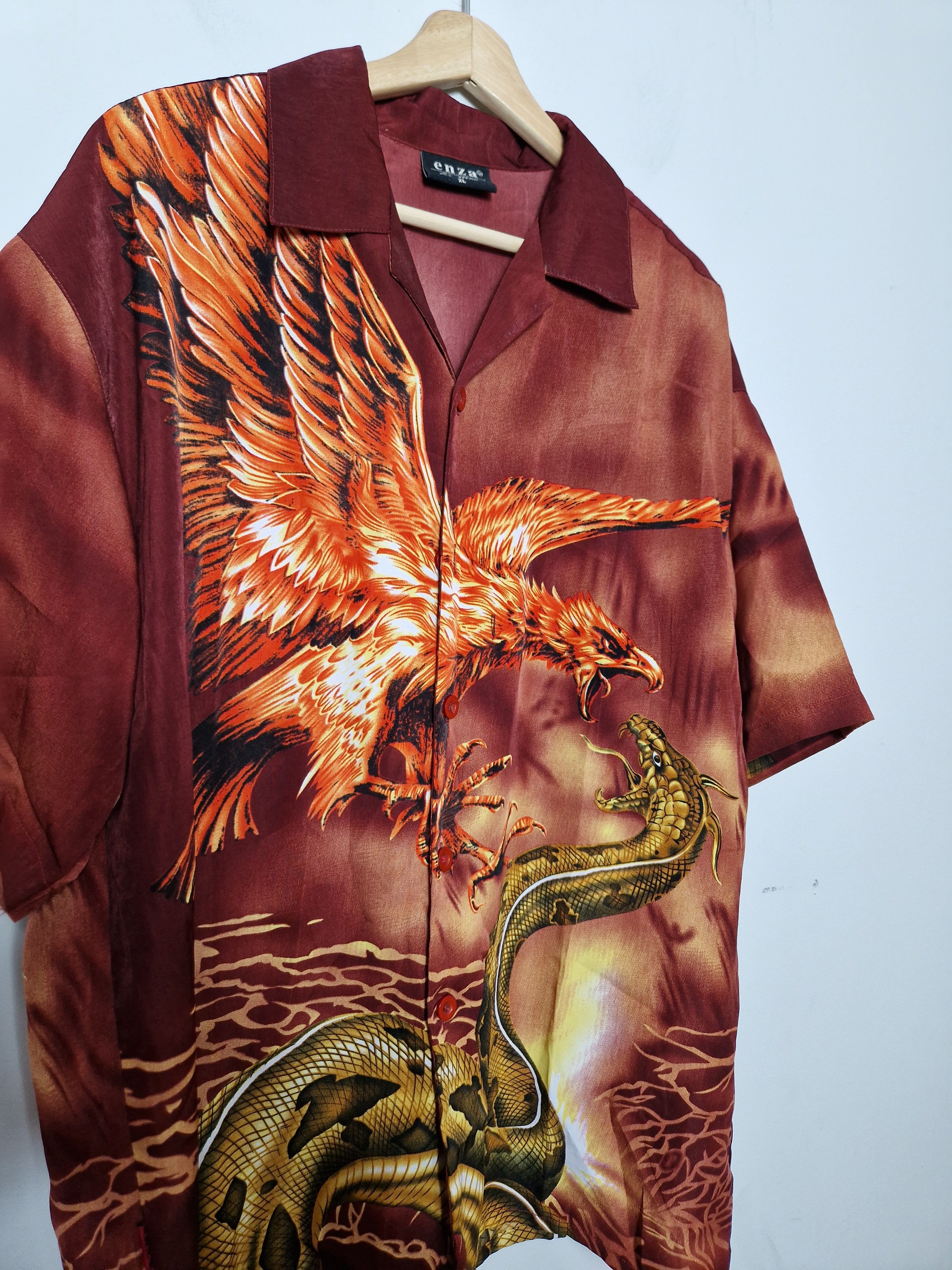 Japanese Brand vintage crazy shirt full printed pheonix shirt Size US XXL / EU 58 / 5 - 3 Thumbnail