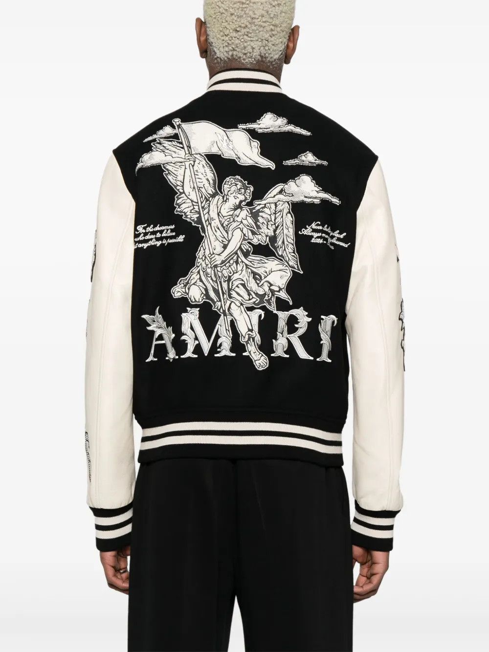 Amiri o1s1wg110525 Angel Varsity Jacket in Black/White Size US XL / EU 56 / 4 - 5 Thumbnail