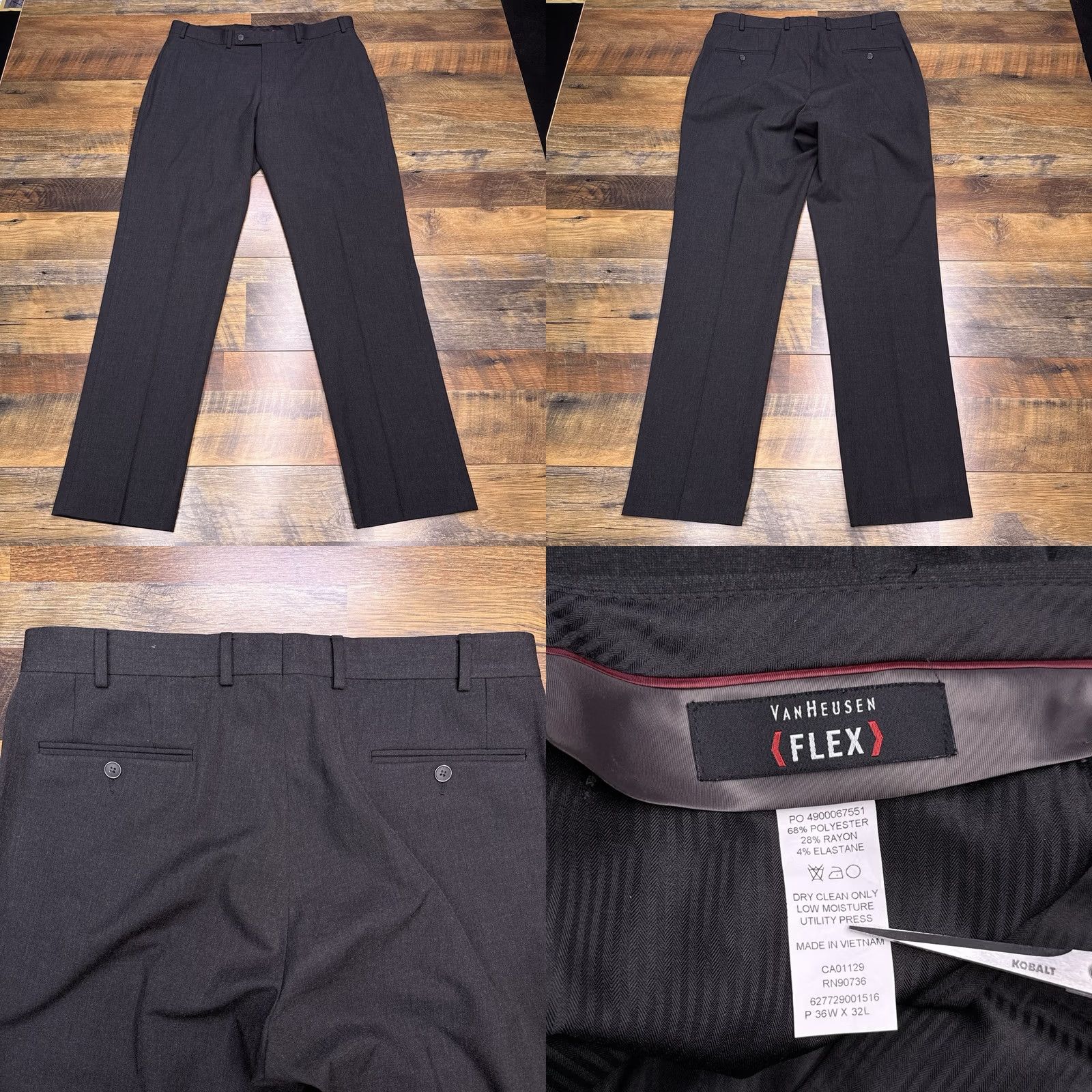 Van Heusen Van Heusen Flex Suit 42 Long Gray Pants 36x32 Stretch 2 Piece - 42" Jacket Sleeve Button Style 4-Button Size 42R - 10 Thumbnail