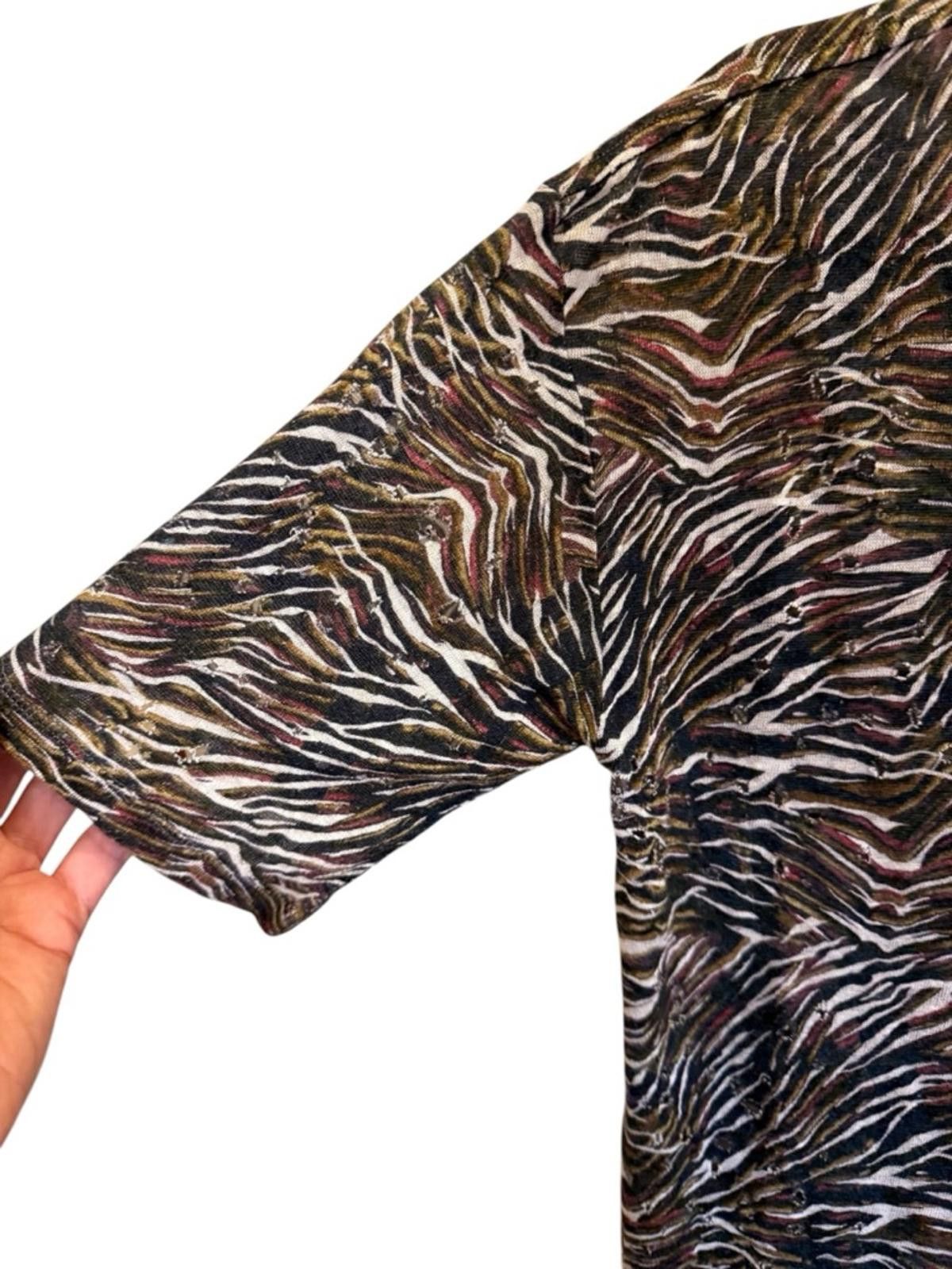 Iro IRO Jeans Linen Distressed Animal Print Tee in Shay sz XS Size XS / US 0-2 / IT 36-38 - 2 Thumbnail