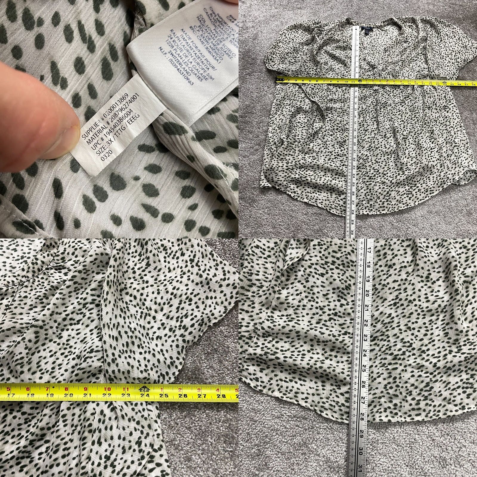 Chaps Chaps Blouse Tunic Womens 3XL Black White Polka Dot V-Neck Short Sleeve Casual Size XXL / US 16-18 / IT 52-54 - 8 Thumbnail