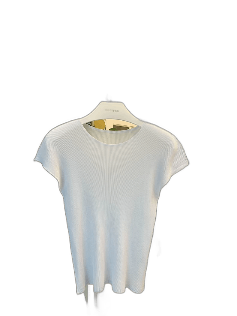 Issey Miyake Issey Miyake Blue Pleated Round Neck Tee-yf Size US M / EU 48-50 / 2 - 1 Thumbnail