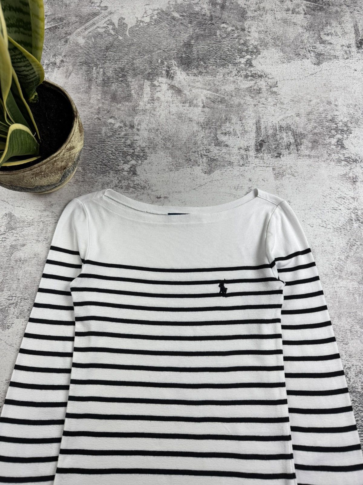 Polo Ralph Lauren × Vintage Polo Ralph Lauren Striped Boat Neck Longsleeve Sweatshirt Size XS / US 0-2 / IT 36-38 - 6 Thumbnail