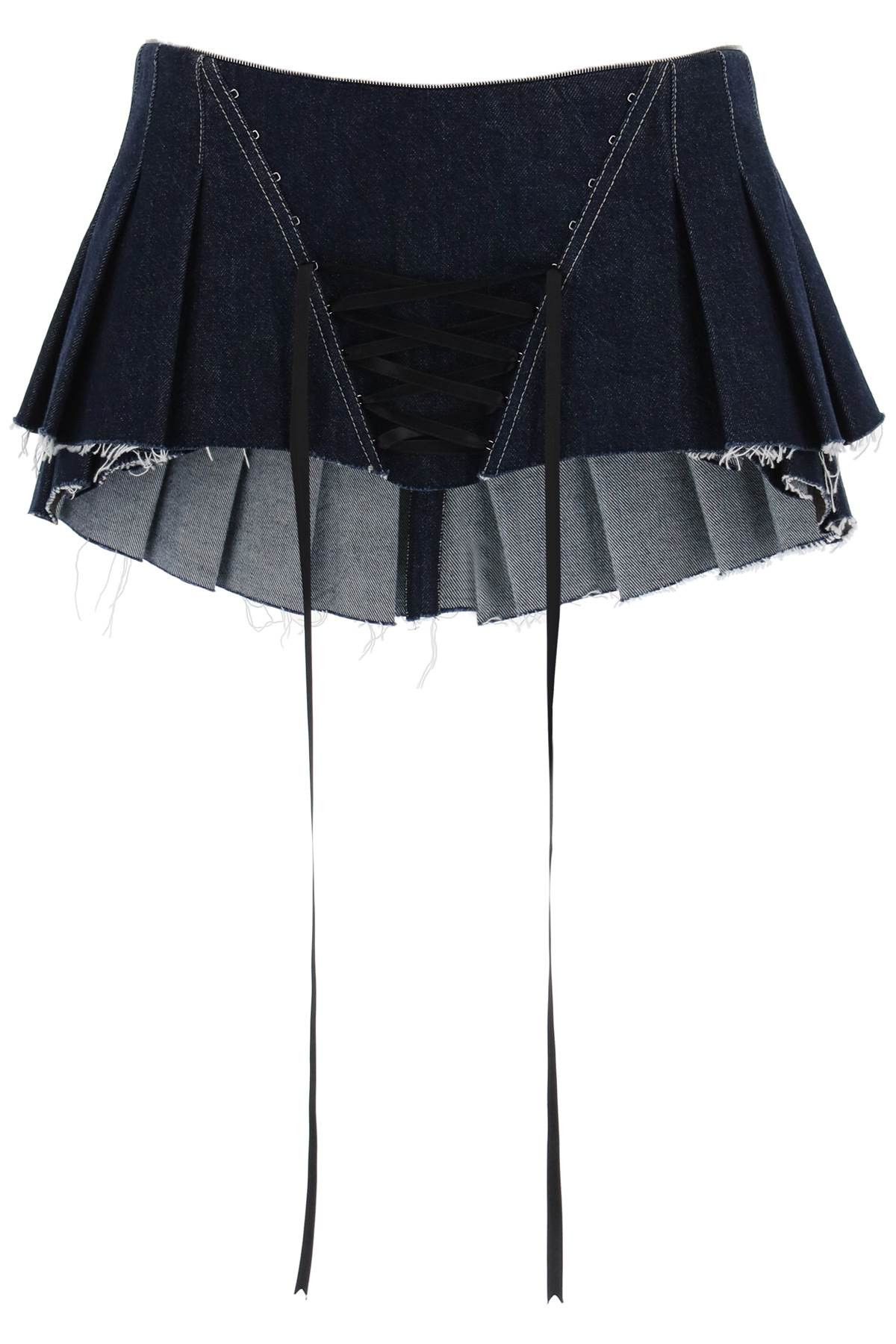 image of Dilara Findikoglu Micro Pleated Skirt With Corset in Blue, Women's (Size Small)