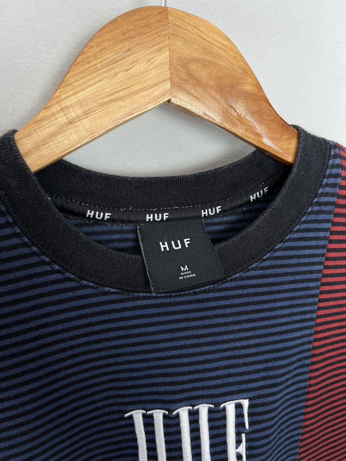 Huf Huf Stripped Y2K Cotton Big Logo Long Sleeve Sweatshirt Size US M / EU 48-50 / 2 - 7 Thumbnail