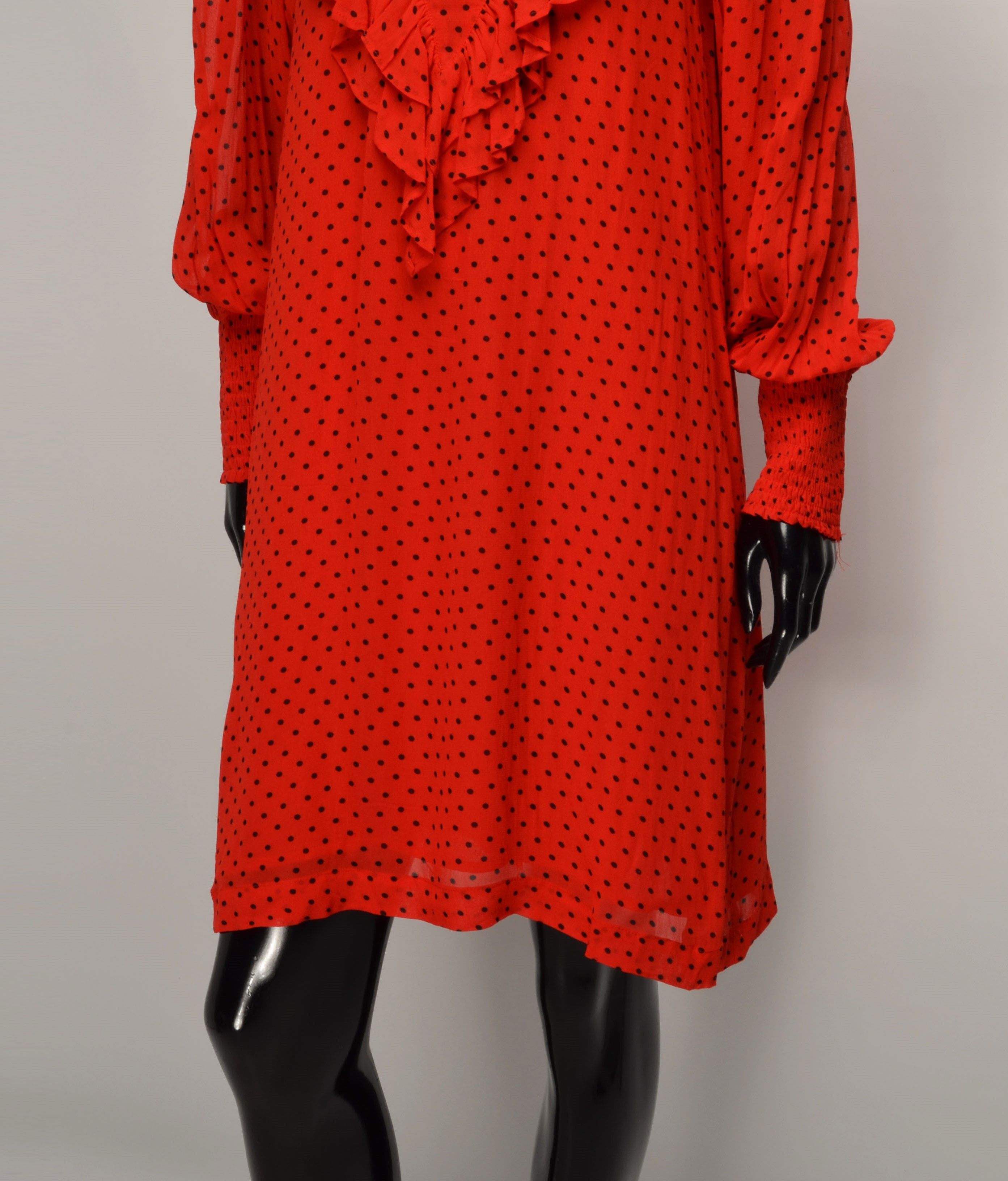Ganni Ganni Red Polka Dot Coquette Mini Dress Size S / US 4 / IT 40 - 3 Thumbnail