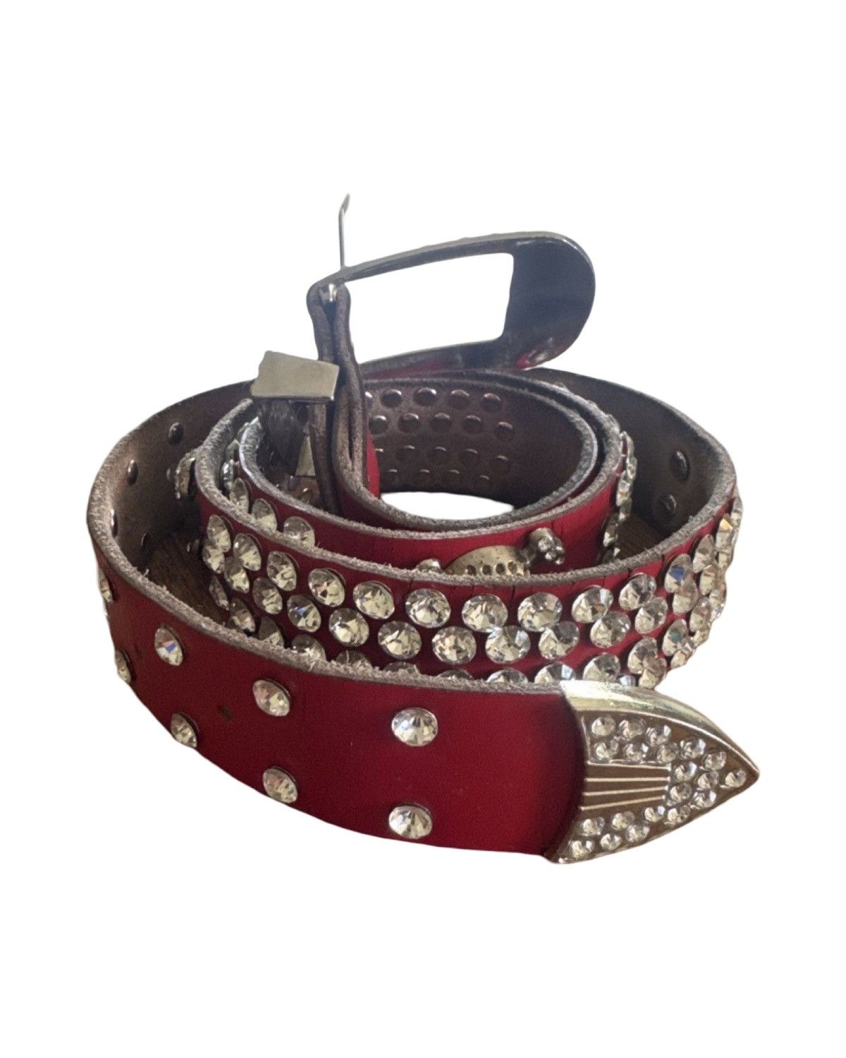 Other Red Belt w/ Rhinestones Size 32 - 2 Thumbnail