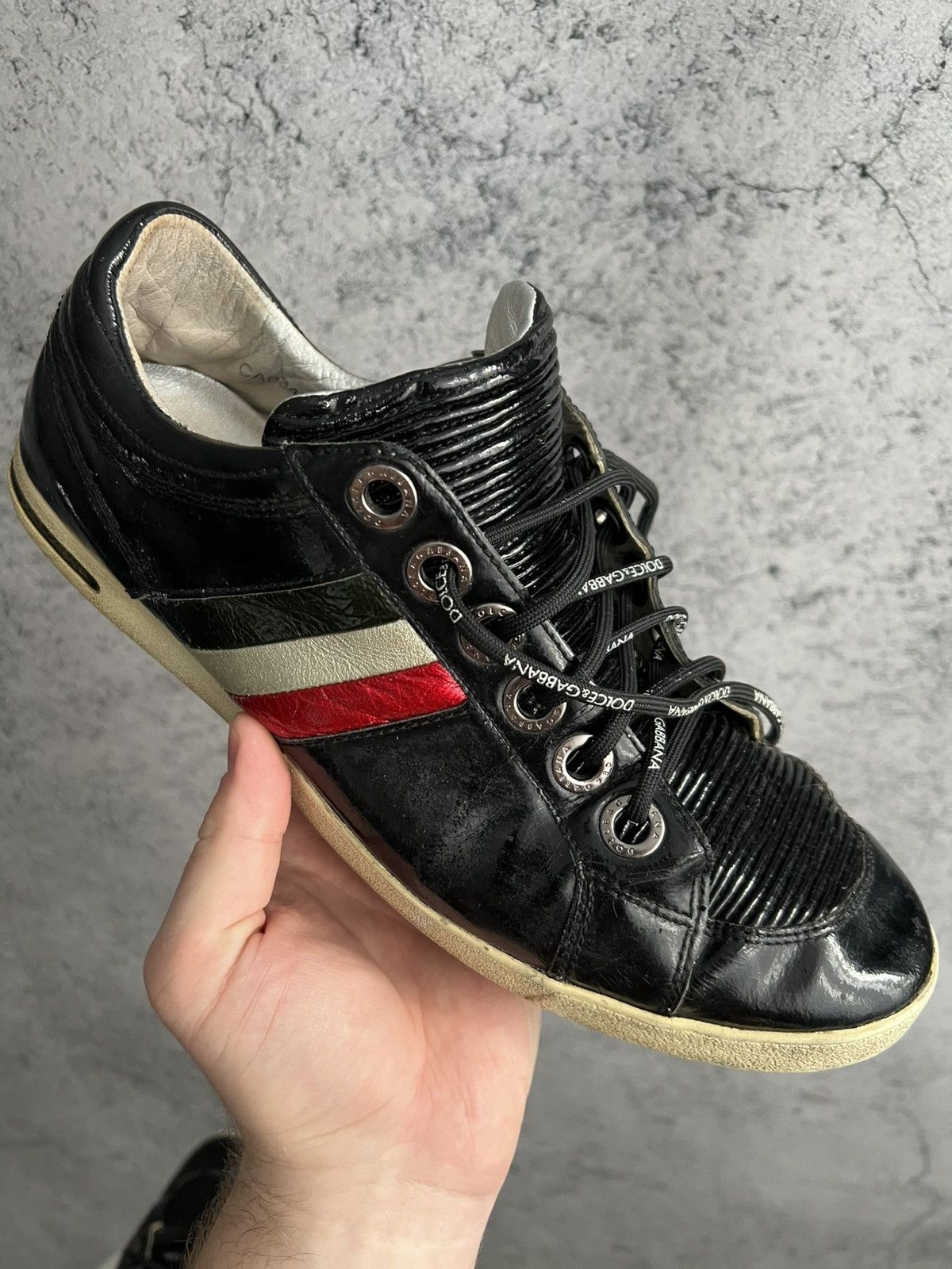 Dolce & Gabbana Vintage Dolce&Gabbana Patent Leather Low Top Sneakers DG Y2K Size US 9 / EU 42 - 20 Thumbnail