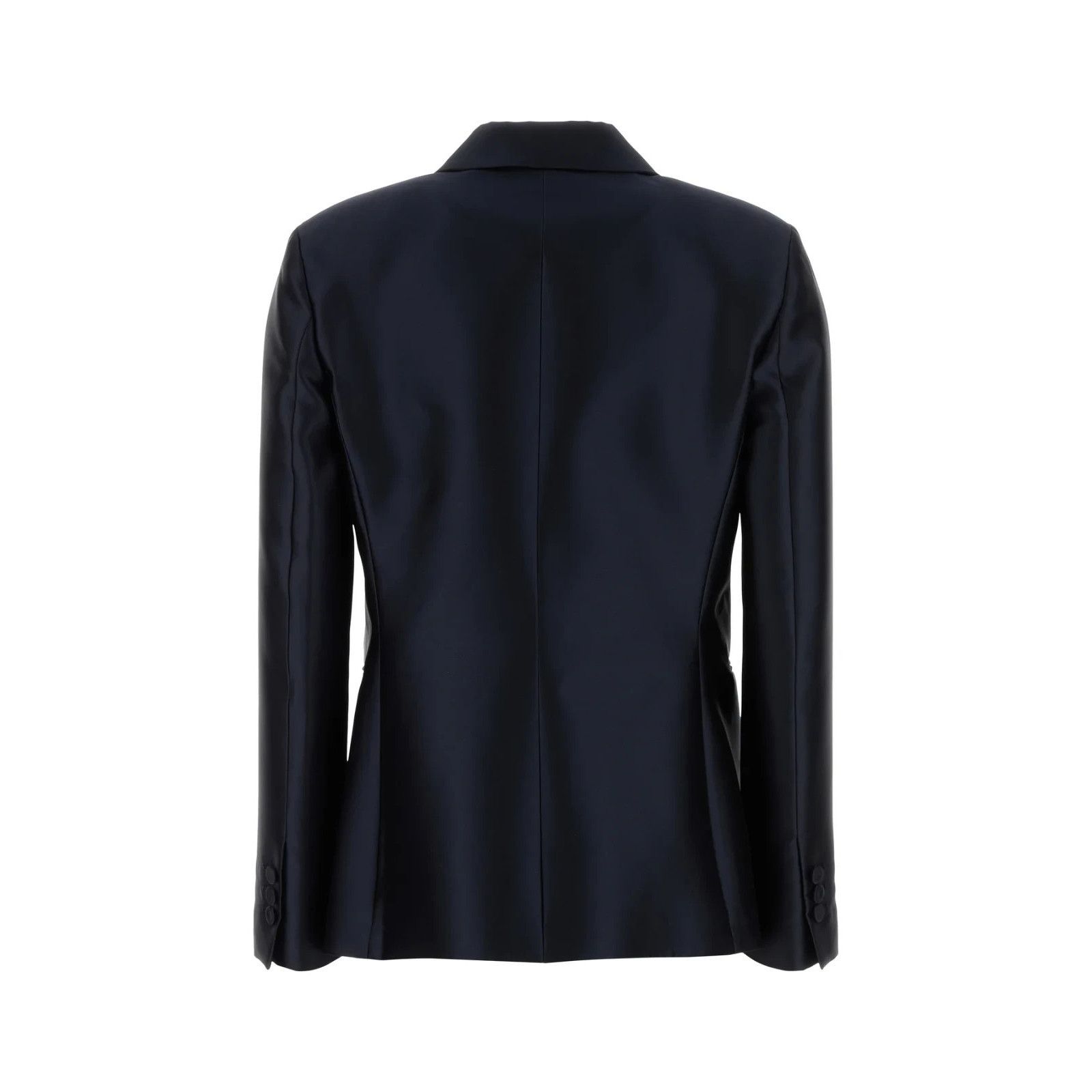 Alberta Ferretti ALBERTA FERRETTI Navy Blue Satin Blazer New & Authentic (Wom Size L / US 10 / IT 46 - 2 Thumbnail