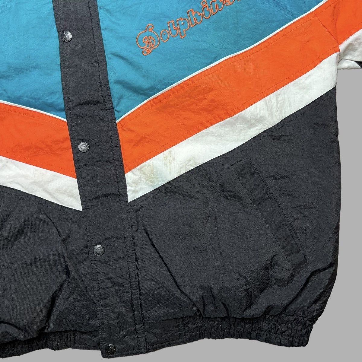 NFL × Starter × Vintage Vtg 1990s NFL Miami Dolphins Zip Up Starter Puffer Jacket Size US XL / EU 56 / 4 - 6 Thumbnail
