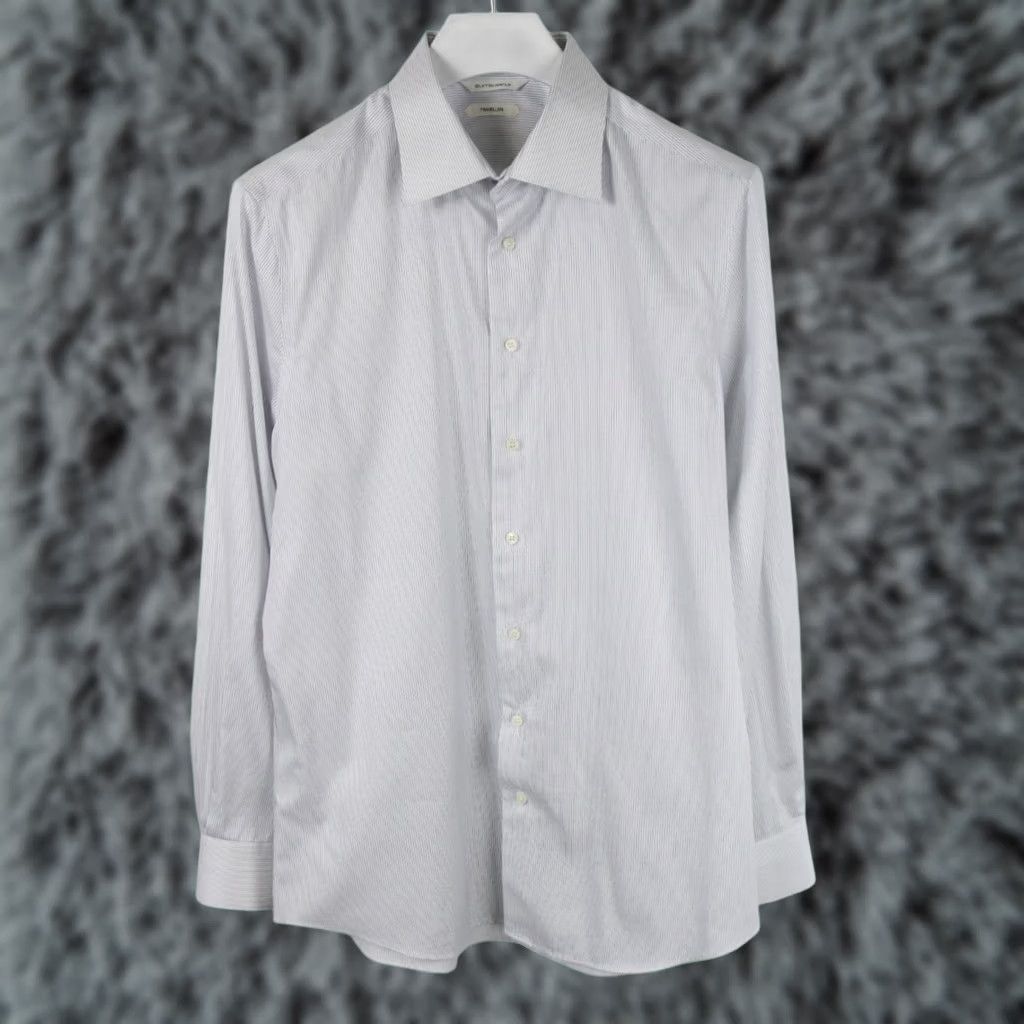 Suitsupply Suitsupply Shirt Mens 42/16 1/2 White Traveller Slim Fit Formal Men Pinstriped Spread Size 42R - 1 Thumbnail