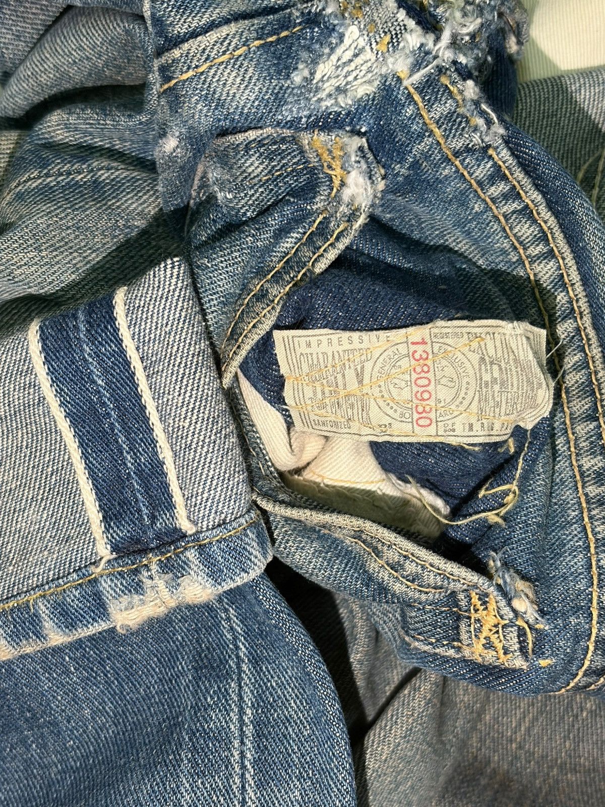 Lee True Vintage Lee Cowboy Selvedge Loose Distressed Jeans Size US 30 / EU 46 - 5 Thumbnail