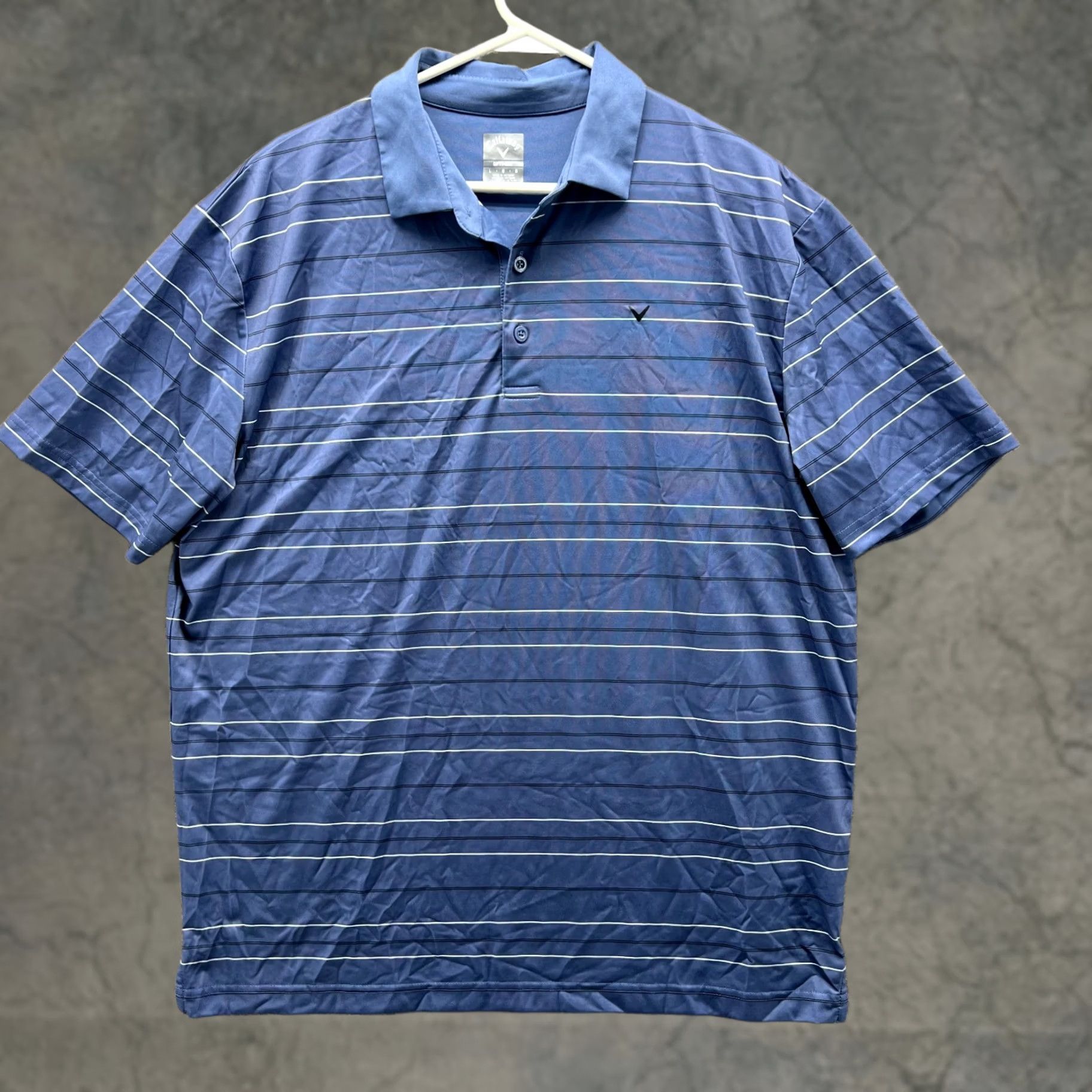 Callaway VINTAGE Callaway Polo Shirt Mens L Blue Striped Opti Dri Preppy Knit Stretch Logo Polo Shirt Size US L / EU 52-54 / 3 - 1 Thumbnail