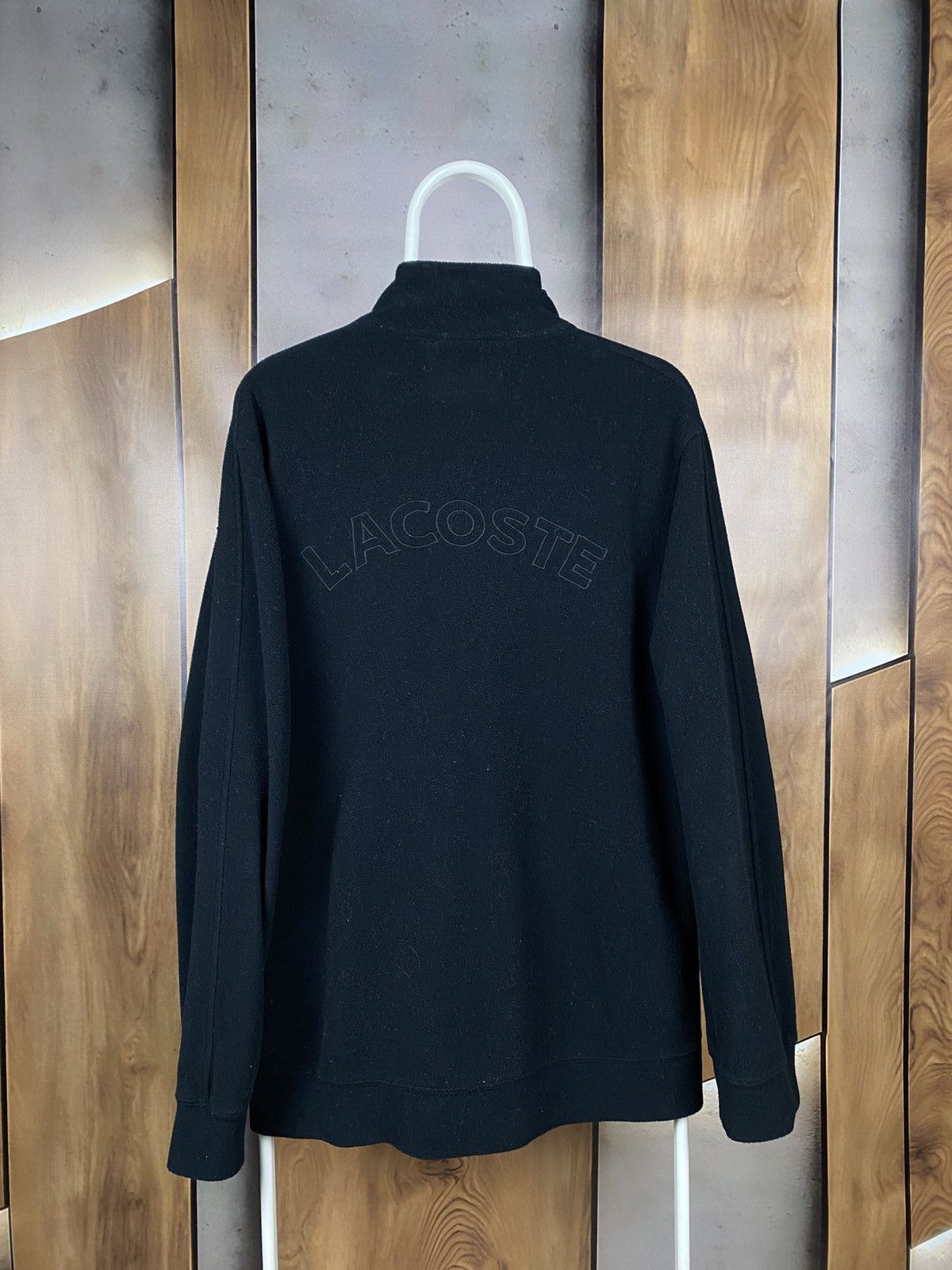 Lacoste 🐊Vintage 90s Fleece Sweatshirt Zip-Up Lacoste Big Logo🐊 Size US XL / EU 56 / 4 - 1 Thumbnail