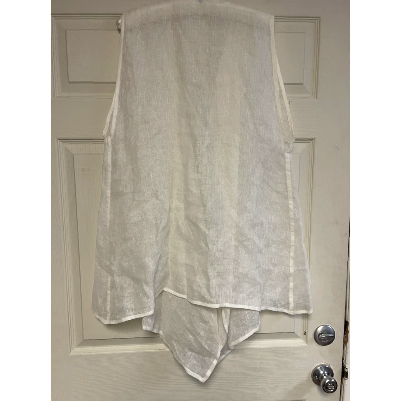 eskandar Eskandar Women Shrug Shirt Linen Sleeveless Drape White 1 Size Regular Size XS / US 0-2 / IT 36-38 - 5 Thumbnail