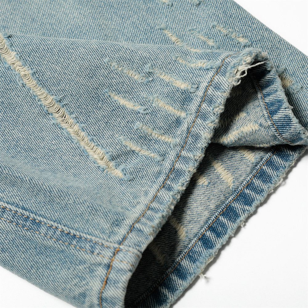 Japanese Brand × Vintage Distressed washed men's retro streetwear loose jeans Size US 32 / EU 48 - 5 Thumbnail