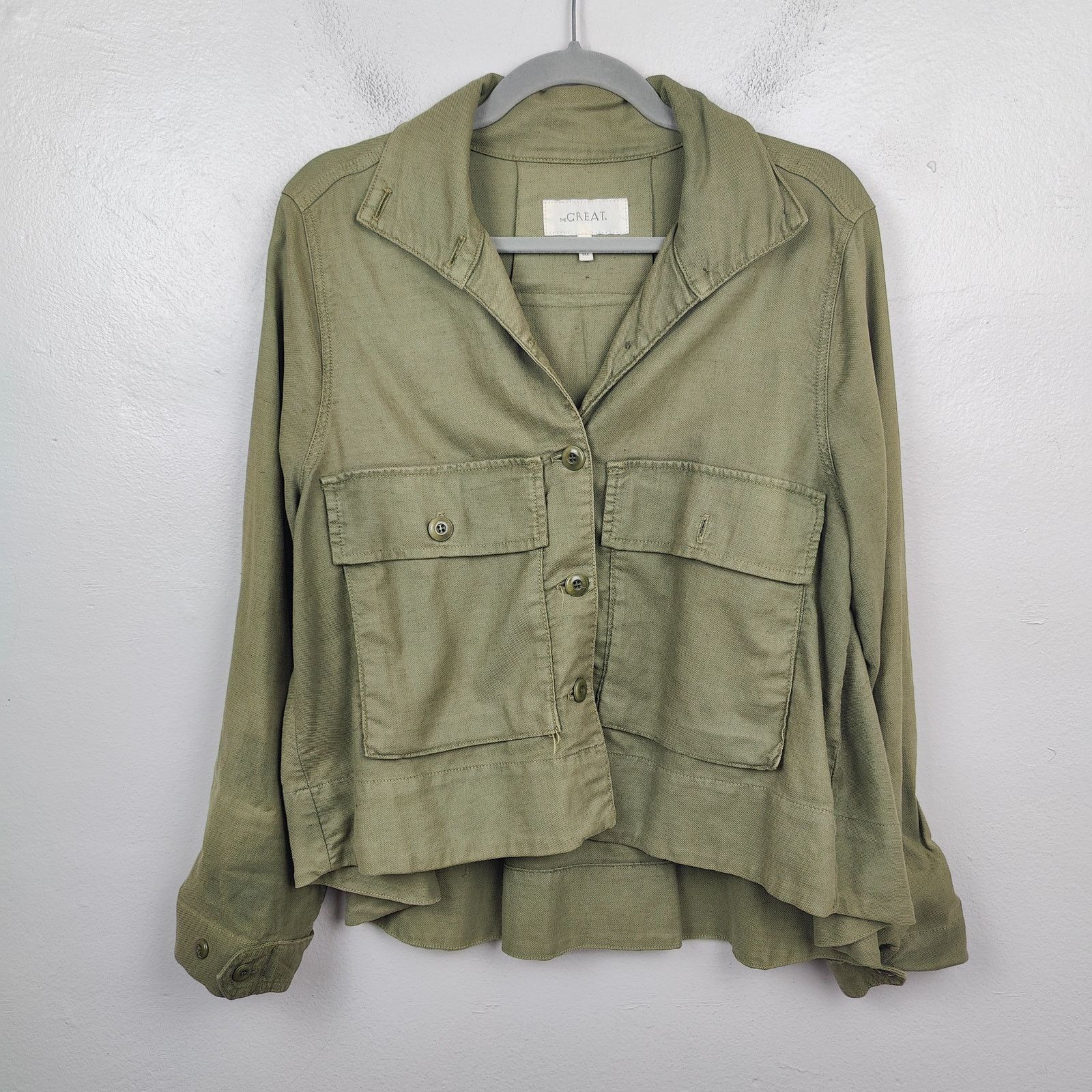 THE GREAT The Great The Swingy Army Jacket Womens Medium 2 Army Green Size M / US 6-8 / IT 42-44 - 1 Thumbnail
