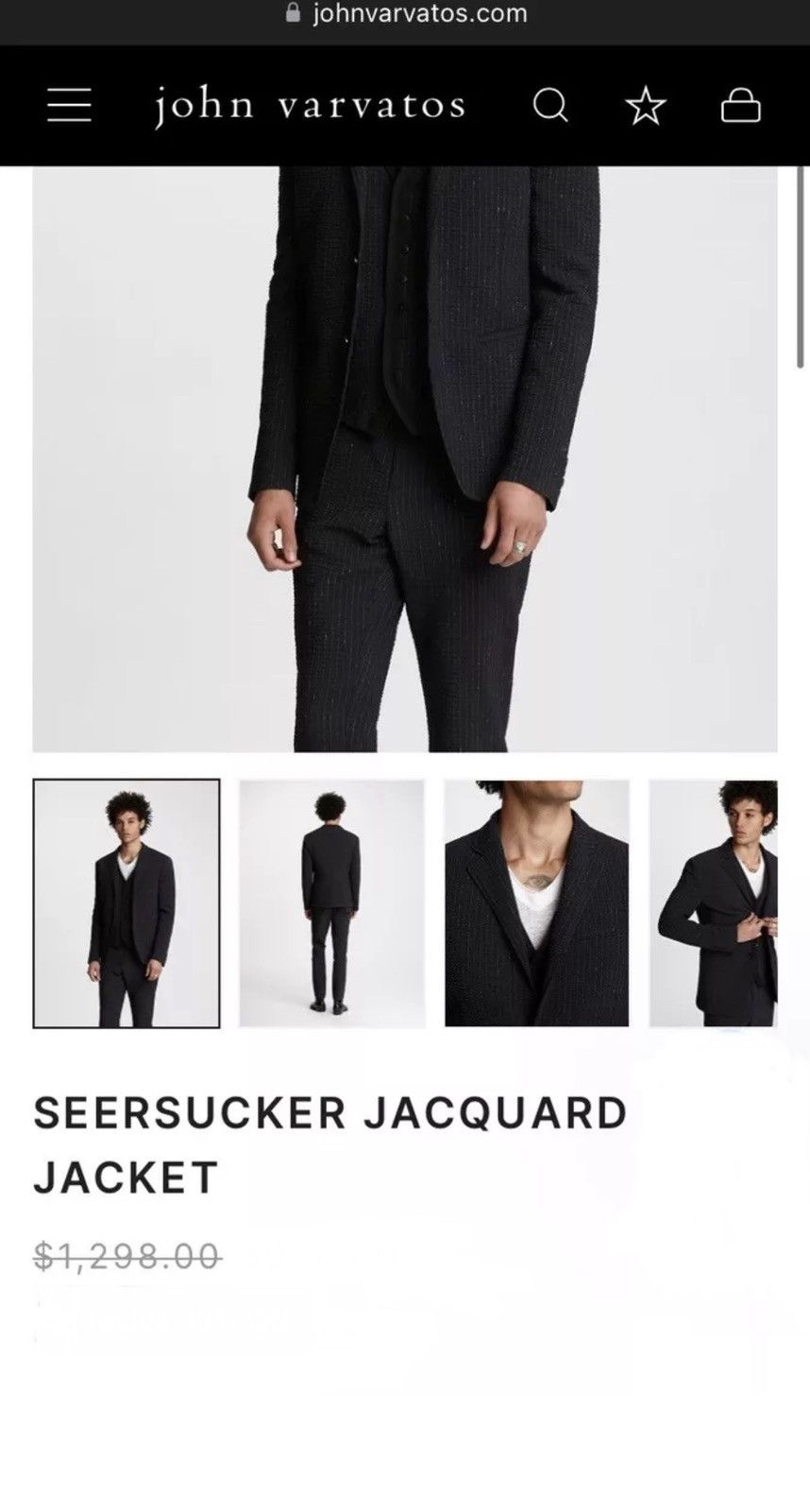 John Varvatos Seersucker Jacquard Jacket. 50 Size US M / EU 48-50 / 2 - 5 Thumbnail