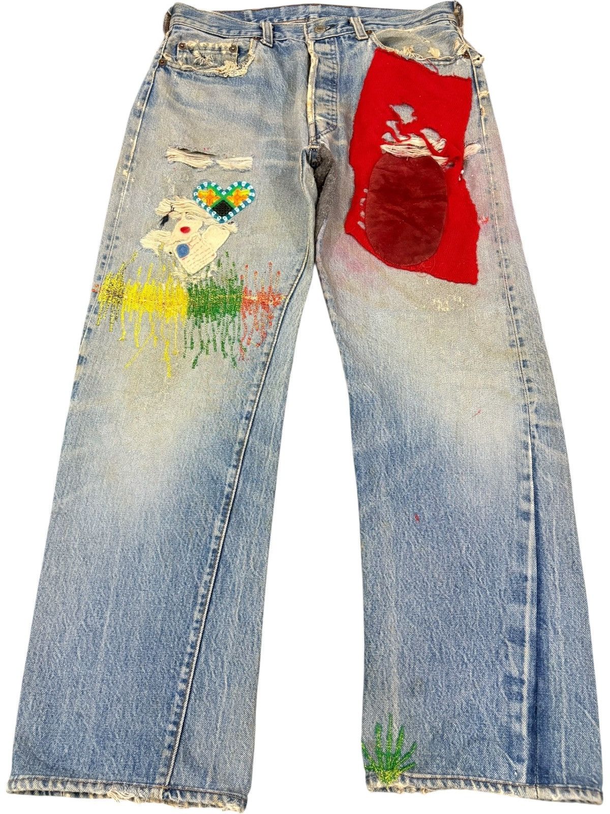 Levi's Vintage 70s Levis 501 Selvedge Hippie Baggy Jeans Button 524 Size US 33 - 2 Thumbnail