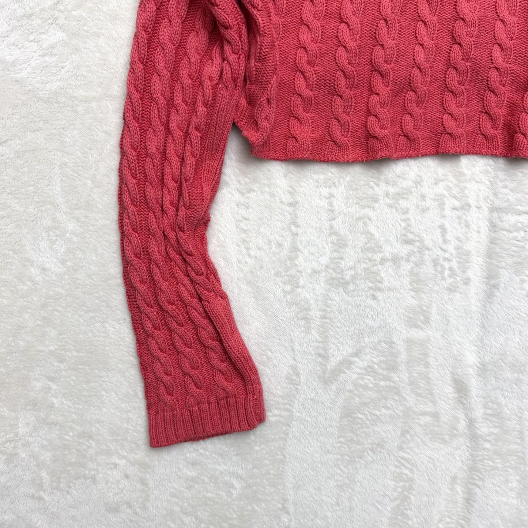 Free People VINTAGE Free People Sweater Womens Large Pink Cable Knit Cropped Crewneck Pullover Size L / US 10 / IT 46 - 6 Thumbnail