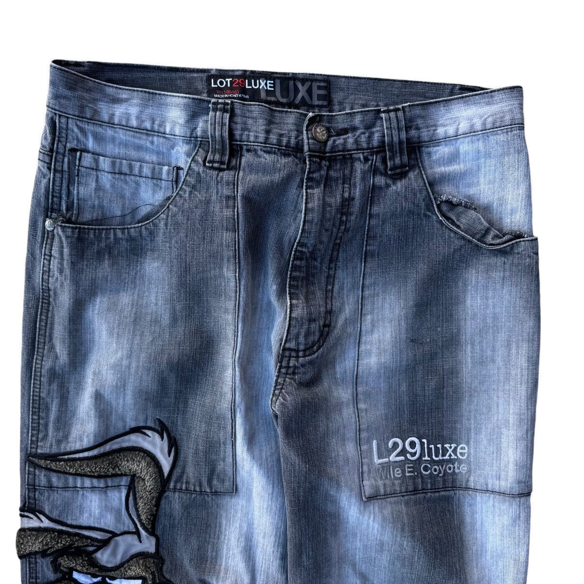 JNCO × Southpole × Warner Bros LOT 29 WIDE LEG WILE E COYOTE BLACK WASHED BAGGY Y2K JEANS Size US 34 / EU 50 - 6 Thumbnail