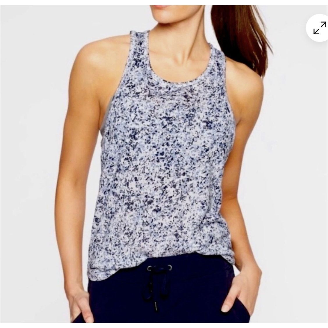 Athleta Athleta Breezy Cutout Tank Top Wome Blue Speckled Workout LG Size L / US 10 / IT 46 - 2 Thumbnail