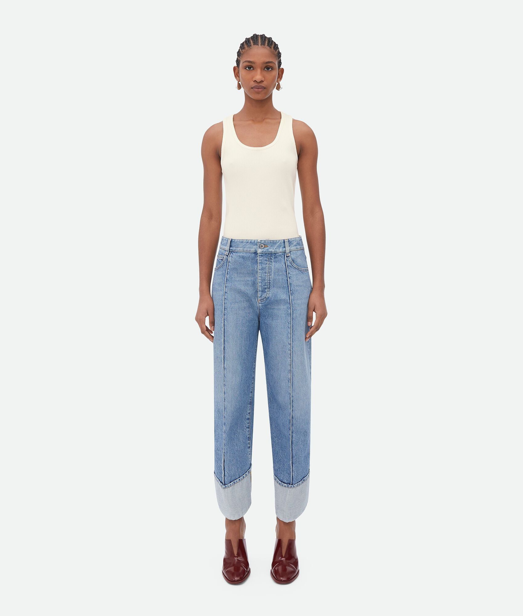 Bottega Veneta Light Blue Curved Shape Cropped Jeans Size 30" / US 8 / IT 44 - 3 Thumbnail