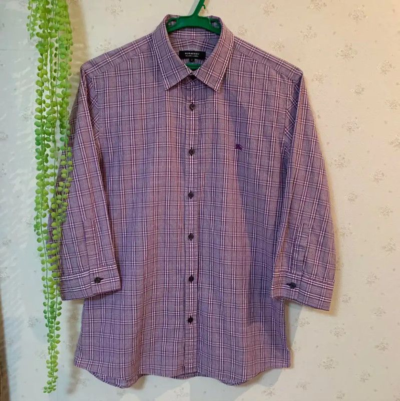 Burberry Burberry Long Sleeve Purple Cotton Shirt Size M / US 6-8 / IT 42-44 - 1 Thumbnail