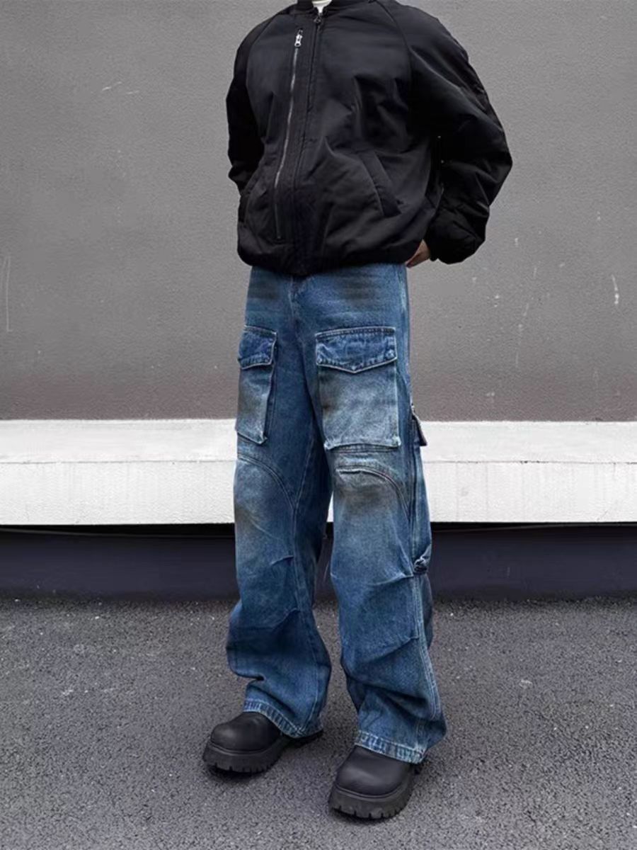 Japanese Brand × Jean High Street Dirty Dye Washed Workwear Casual Loose Jeans Size US 34 / EU 50 - 3 Thumbnail