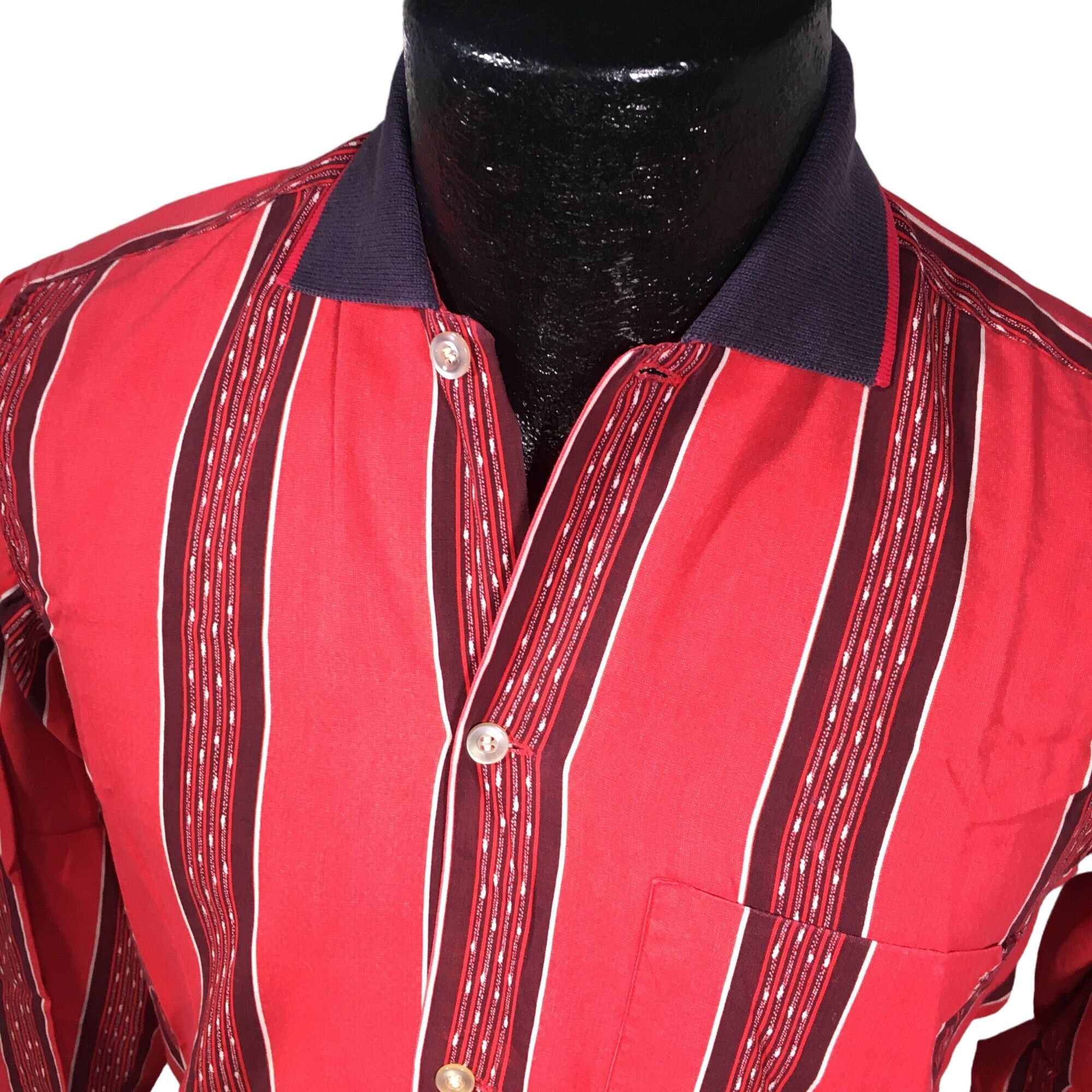 Other Vtg Amberley Red PANEL Rockabilly ATOMIC Stripe Shirt Size US S / EU 44-46 / 1 - 2 Thumbnail