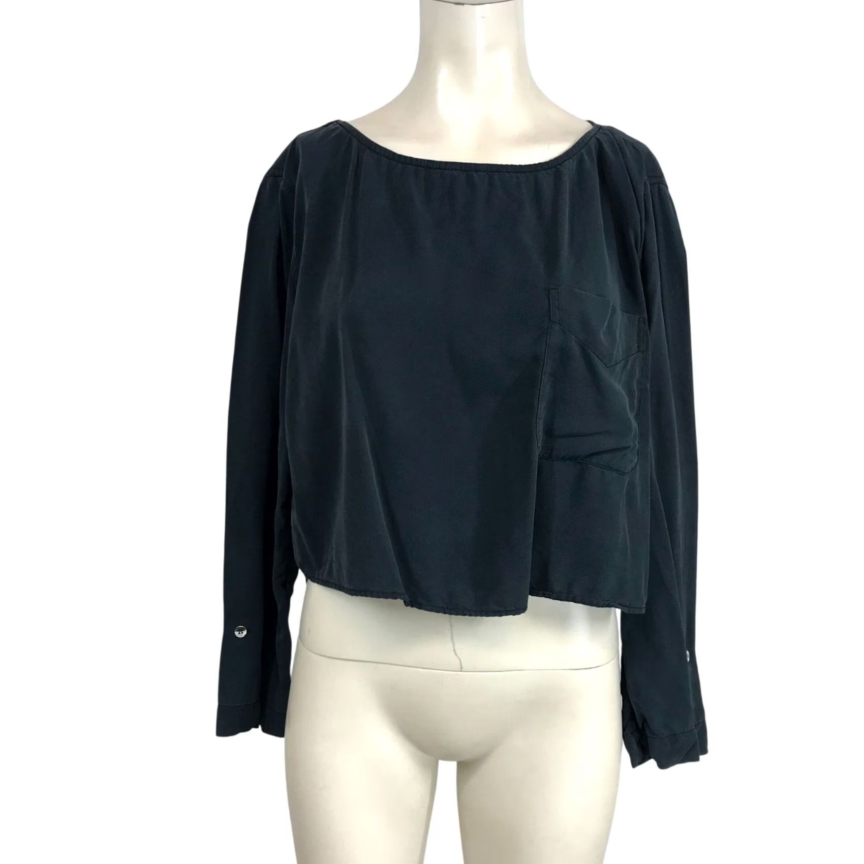 Mara Hoffman MARA HOFFMAN - Women Small - Black Long Sleeve Round Neck Blouse Size S / US 4 / IT 40 - 2 Thumbnail