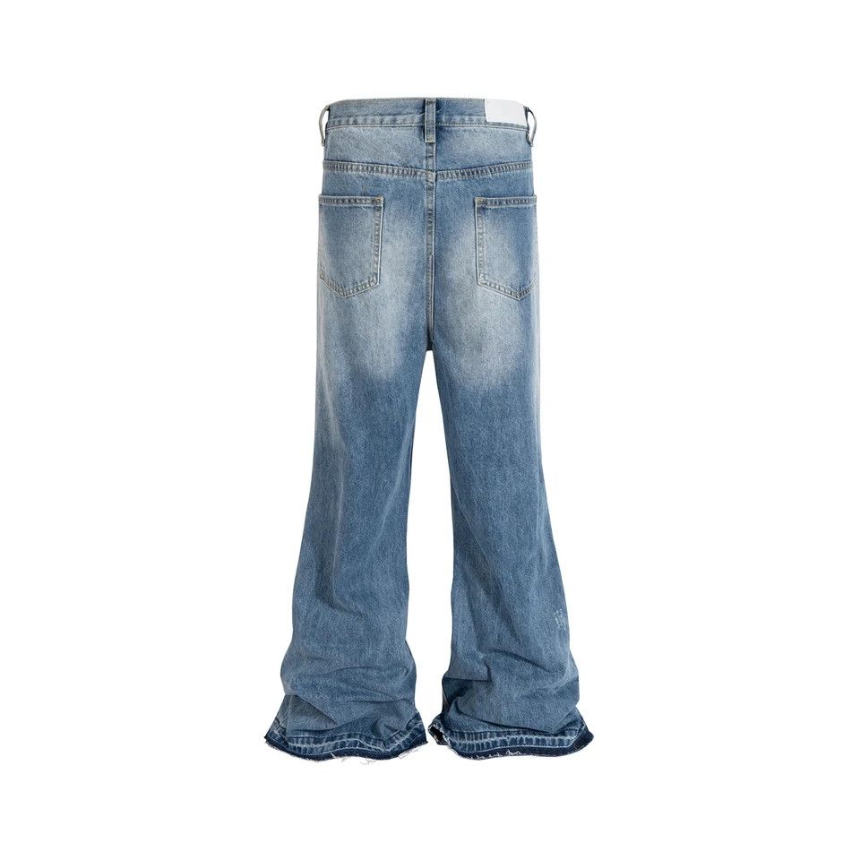 Japanese Brand Distressed Ripped Washed Faded Blue baggyJeans Size US 33 - 3 Thumbnail