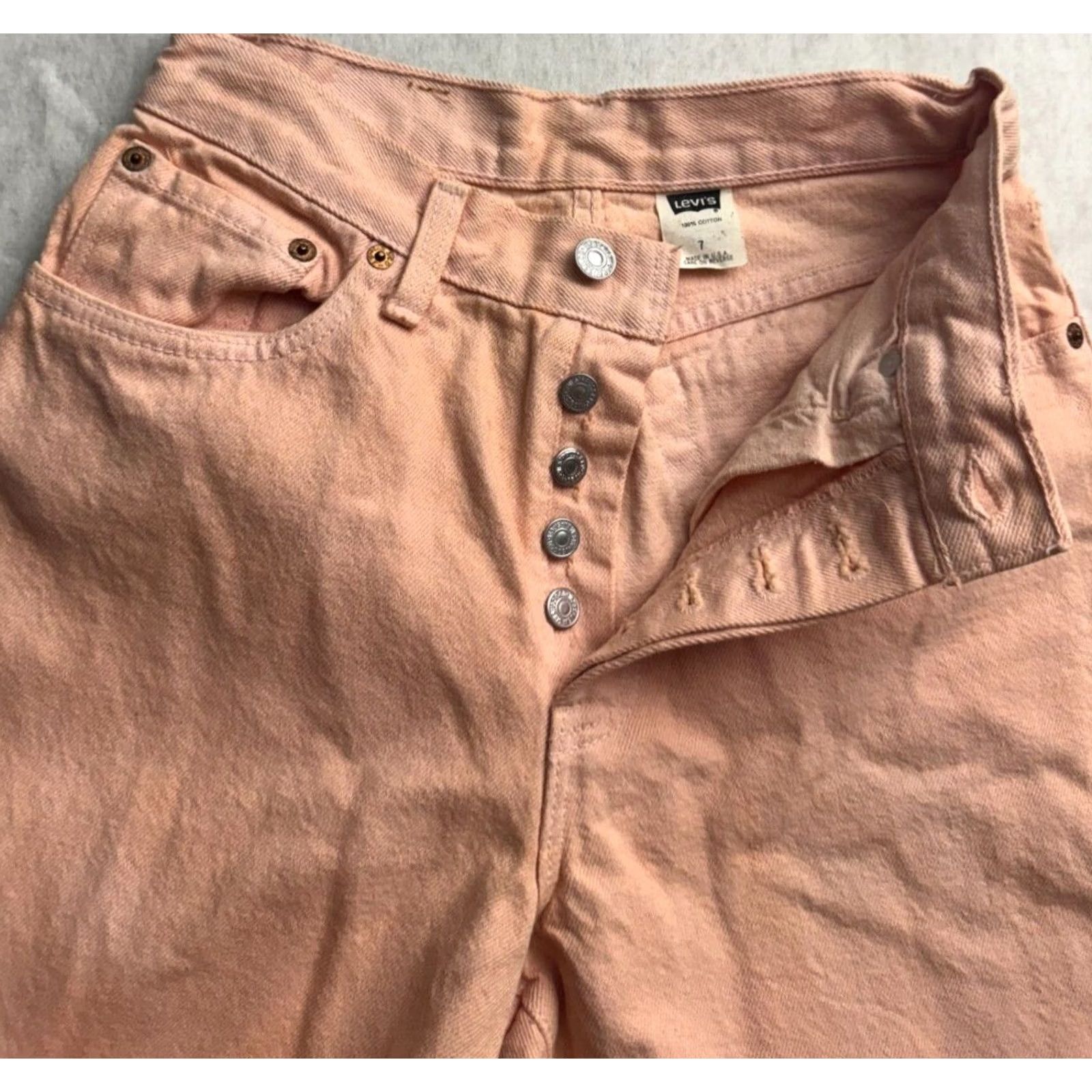 Levi's VINTAGE Levis 501xx Jeans Womens 7 23x31 Peach Original 90s Button Fly Paper Tag Size 28" / US 6 / IT 42 - 2 Thumbnail