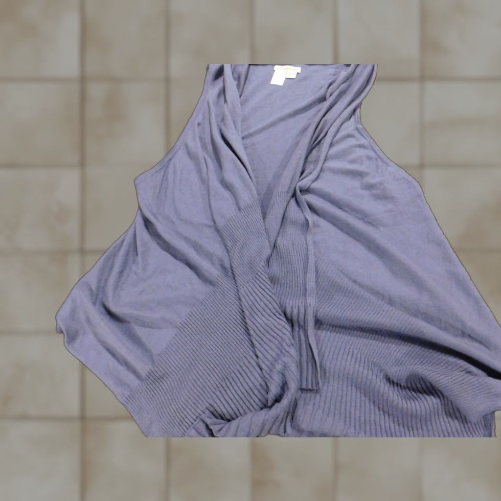 Coldwater Creek Coldwater Creek Sweater Cardigan Vest Womens S Purple V-Neck Open Cotton Rayon Knit Chunky Sleeveless 0-0 Size S / US 4 / IT 40 - 1 Thumbnail