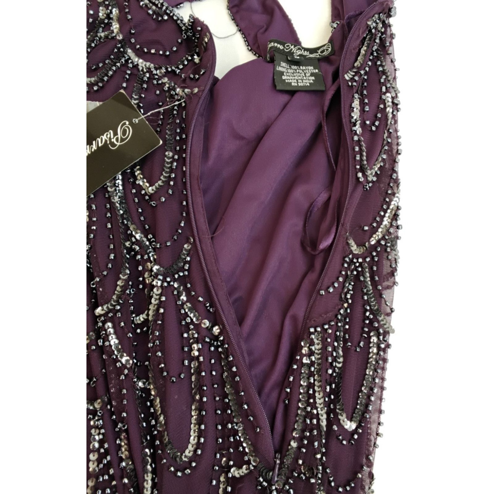 Other Pisarro Nights Carbon Beaded Dress Women's 10 Purple NWT Size L / US 10 / IT 46 - 5 Thumbnail